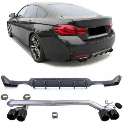 Difuzor spate din carbon + țeavă de eșapament cu aspect sportiv, potrivit pentru BMW F32 F33 F36 425 428 430 Performance AutoTuning