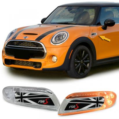 Indicatori laterali LED Union Jack negri, potriviți pentru Mini One Cooper S F55 F56 F57 2014-21 Performance AutoTuning