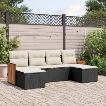 Set mobilier de grădină cu perne, 6 piese, negru, poliratan GartenMobel Dekor