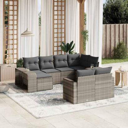 Set canapele de grădină cu perne 10 piese gri deschis poliratan GartenMobel Dekor