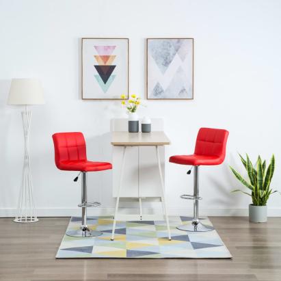 Scaune de bar, 2 buc., roșu, piele ecologică GartenMobel Dekor