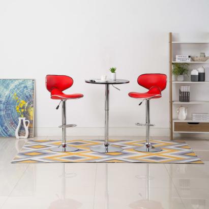 Scaune de bar, 2 buc., roșu, piele ecologică GartenMobel Dekor