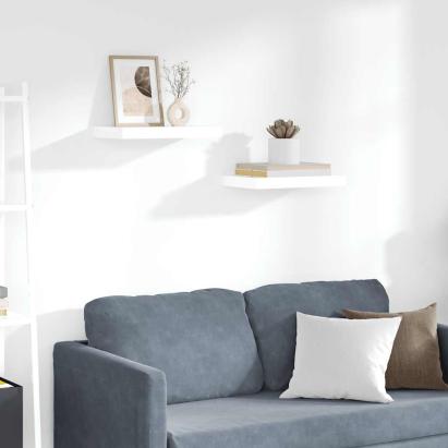 Rafturi de perete, 2 buc., alb extralucios, 40x23x3,8 cm, MDF GartenMobel Dekor