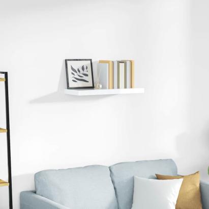 Raft de perete suspendat, alb extralucios, 60x23,5x3,8 cm, MDF GartenMobel Dekor