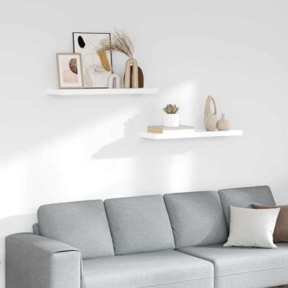 Rafturi de perete, 2 buc., alb extralucios, 80x23,5x3,8 cm, MDF GartenMobel Dekor