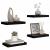 Rafturi de perete, 4 buc., negru extralucios, 40x23x3,8 cm, MDF GartenMobel Dekor