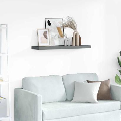 Raft de perete suspendat, gri extralucios, 90x23,5x3,8 cm, MDF GartenMobel Dekor