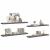 Rafturi de perete, 4 buc., gri extralucios, 120x23,5x3,8 cm MDF GartenMobel Dekor
