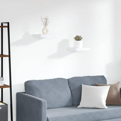 Rafturi de perete suspendate, 2 buc., alb, 23x23,5x3,8 cm, MDF GartenMobel Dekor