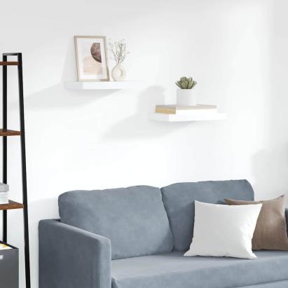 Rafturi de perete suspendate, 2 buc., alb, 40x23x3,8 cm, MDF GartenMobel Dekor