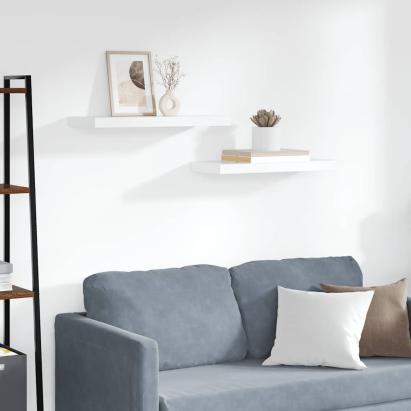 Rafturi de perete suspendate, 2 buc., alb, 60x23,5x3,8 cm, MDF GartenMobel Dekor