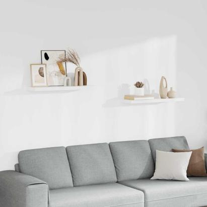 Rafturi de perete suspendate, 2 buc., alb, 80x23,5x3,8 cm, MDF GartenMobel Dekor