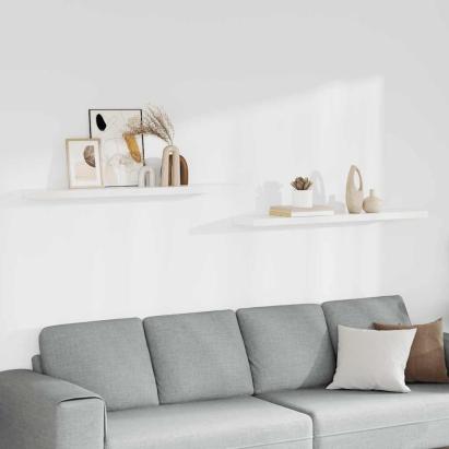 Rafturi de perete suspendate, 2 buc., alb, 120x23,5x3,8 cm, MDF GartenMobel Dekor