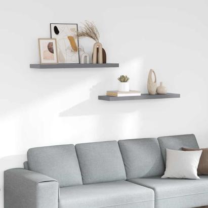 Rafturi de perete suspendate, 2 buc., gri, 90x23,5x3,8 cm, MDF GartenMobel Dekor