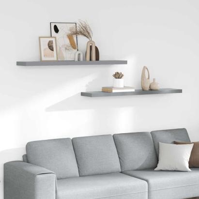 Rafturi de perete suspendate, 2 buc., gri, 120x23,5x3,8 cm, MDF GartenMobel Dekor