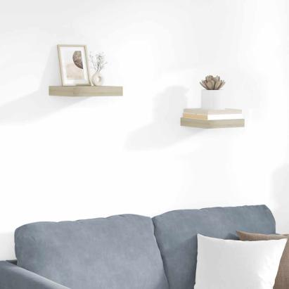 Rafturi perete suspendate, 2 buc., stejar, 23x23,5x3,8 cm, MDF GartenMobel Dekor