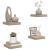 Rafturi perete suspendate, 4 buc., stejar, 23x23,5x3,8 cm, MDF GartenMobel Dekor