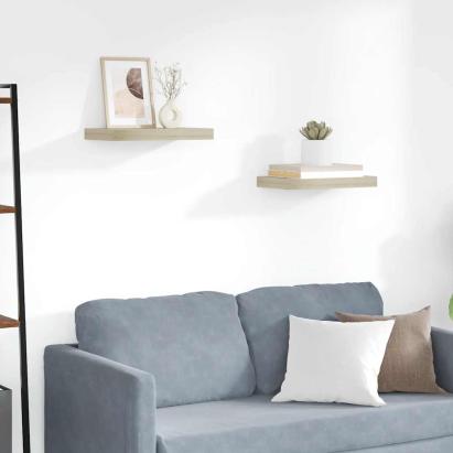 Rafturi de perete suspendate, 2 buc., stejar, 40x23x3,8 cm, MDF GartenMobel Dekor