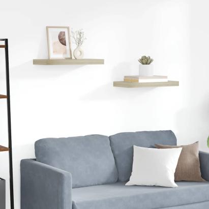 Rafturi de perete suspendate, 2 buc., stejar, 50x23x3,8 cm, MDF GartenMobel Dekor