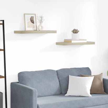 Rafturi de perete suspendate, 2 buc., stejar 60x23,5x3,8 cm MDF GartenMobel Dekor