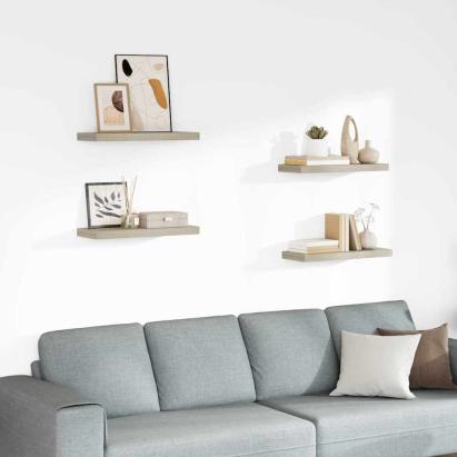 Rafturi de perete suspendate, 4 buc., stejar 60x23,5x3,8 cm MDF GartenMobel Dekor