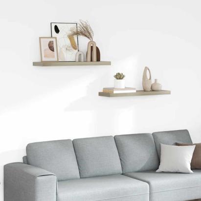 Rafturi de perete suspendate 2 buc., stejar, 80x23,5x3,8 cm MDF GartenMobel Dekor