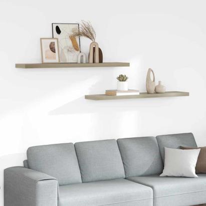 Rafturi perete suspendate, 2 buc., stejar, 120x23,5x3,8 cm, MDF GartenMobel Dekor