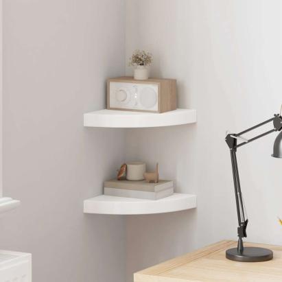 Rafturi colțar de perete, 2 buc., alb, 25 x 25 x 3,8 cm, MDF GartenMobel Dekor