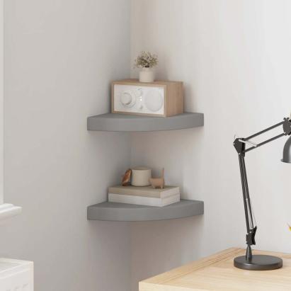 Rafturi colțar de perete, 2 buc., gri, 25 x 25 x 3,8 cm, MDF GartenMobel Dekor