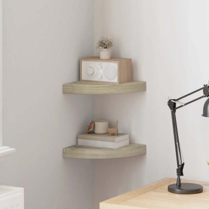 Rafturi colț de perete, 2 buc., stejar, 25 x 25 x 3,8 cm, MDF GartenMobel Dekor