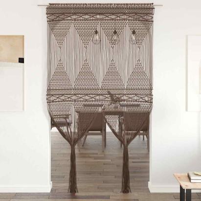 Perdea macrame, gri taupe,140 x 240 cm, bumbac GartenMobel Dekor