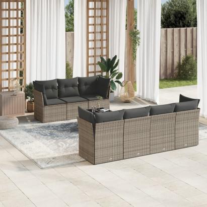 Set canapele de grădină cu perne, 8 piese, gri, poliratan GartenMobel Dekor