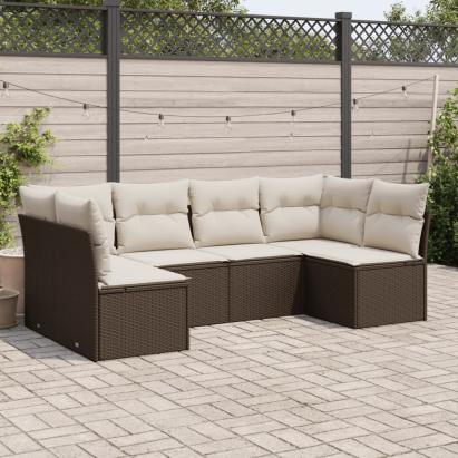 Set canapele de grădină cu perne, 6 piese, maro, poliratan GartenMobel Dekor