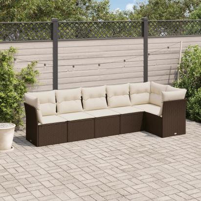 Set canapele de grădină cu perne, 6 piese, maro, poliratan GartenMobel Dekor