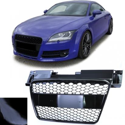 Grilă radiator tip fagure fără emblemă neagră lucioasă, potrivită pentru Audi TT 8J pre-facelift 06-10 Performance AutoTuning