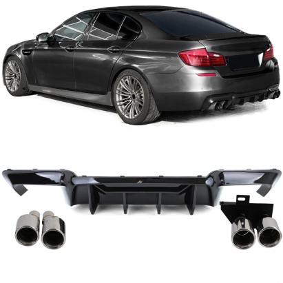 Conversie difuzor spate + țevi de eșapament cromate potrivite pentru BMW F10 F11 520 523 525 528 530 Performance AutoTuning