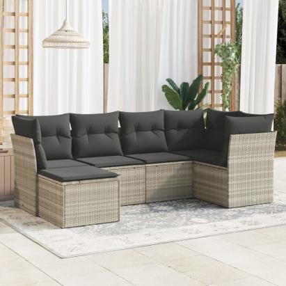 Set canapele de grădină cu perne, 6 piese gri deschis poliratan GartenMobel Dekor