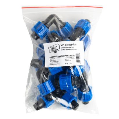 Set 10 conectori cot Micul Fermier pentru banda de picurare 90°