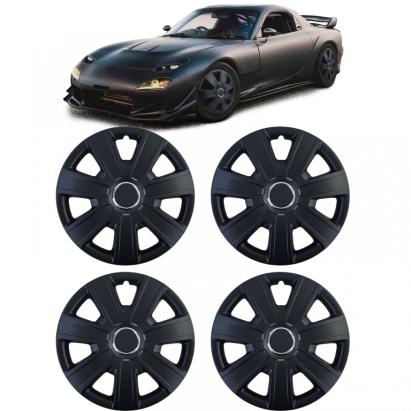 Capace de roți Tenzo-R IX de 15 inch, negre mate, set de 4 capace pentru jante de oțel Performance AutoTuning