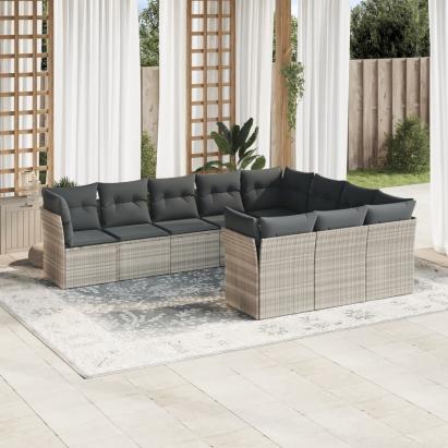 Set canapele de grădină cu perne 10 piese gri deschis poliratan GartenMobel Dekor