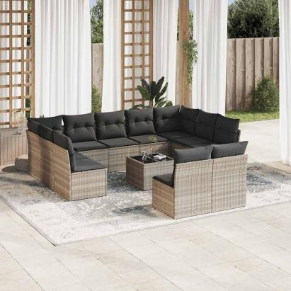 Set canapele de grădină cu perne, 12piese gri deschis poliratan GartenMobel Dekor