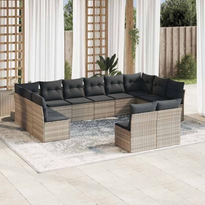 Set canapele de grădină cu perne, 12piese gri deschis poliratan GartenMobel Dekor