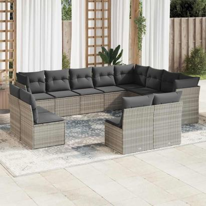 Set canapele de grădină cu perne, 12piese gri deschis poliratan GartenMobel Dekor