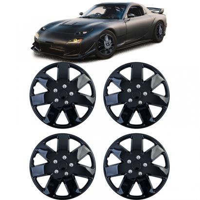Set de 4 capace Tenzo-R XIII de 16 inch, lucioase, negre, potrivite pentru jantele de oțel Performance AutoTuning