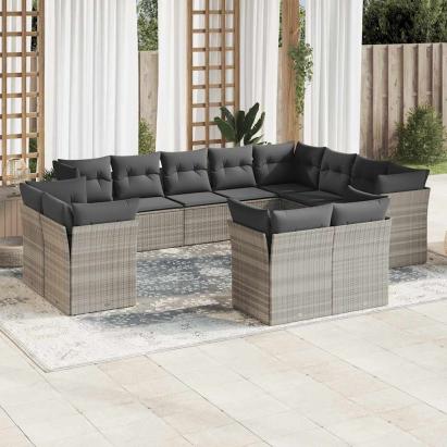Set canapele de grădină cu perne, 12piese gri deschis poliratan GartenMobel Dekor