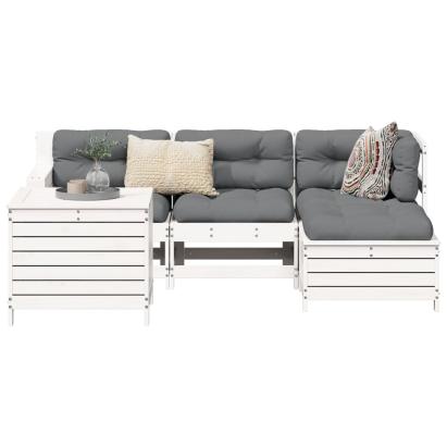 Set canapea de grădină, 5 piese, alb, lemn masiv de pin GartenMobel Dekor