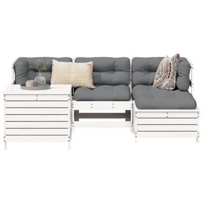 Set canapea de grădină, 5 piese, alb, lemn masiv de pin GartenMobel Dekor