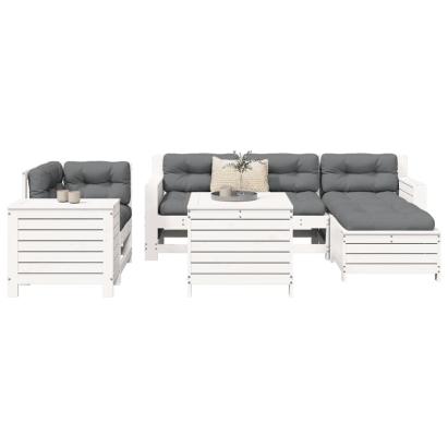 Set canapea de grădină, 7 piese, alb, lemn masiv de pin GartenMobel Dekor