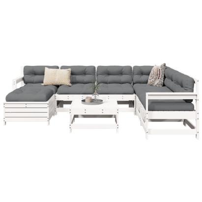 Set canapea de grădină, 8 piese, alb, lemn masiv de pin GartenMobel Dekor