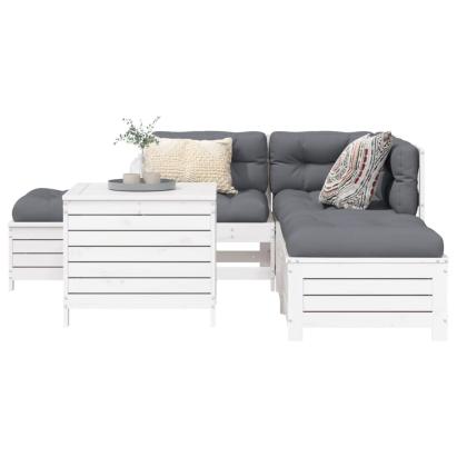 Set canapea de grădină, 6 piese, alb, lemn masiv pin GartenMobel Dekor